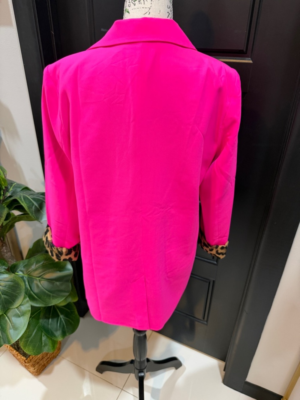 JODIFL Hot Pink Blazer with Leopard Cuff Accent - Picture 7 of 16
